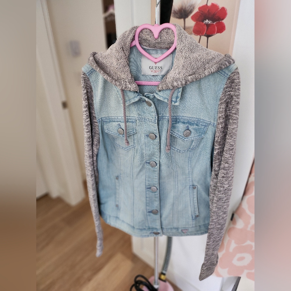 Guess Jean Jacket with hood Size M